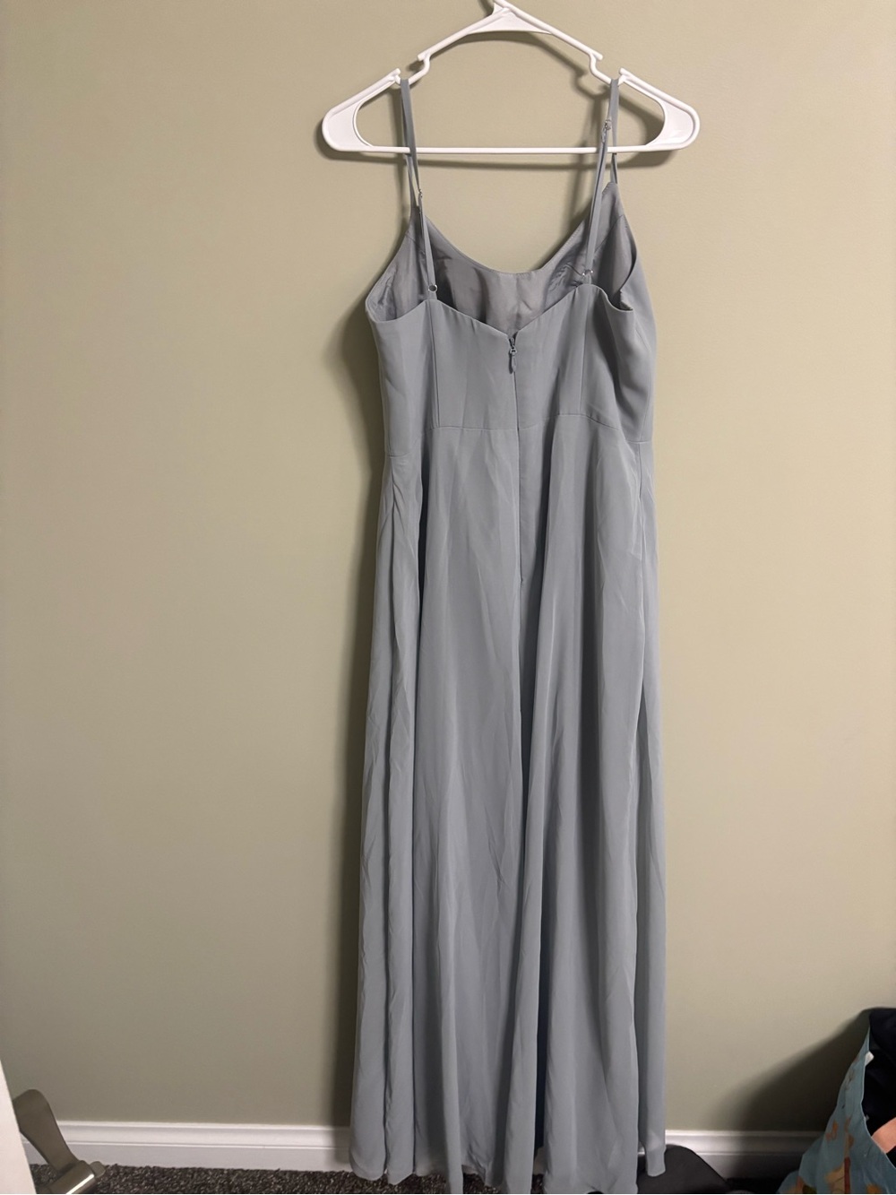 Azazie Light Blue Grey Chiffon Maxi Bridesmaid Dress Size 10 Formal Cocktail - Picture 3 of 7